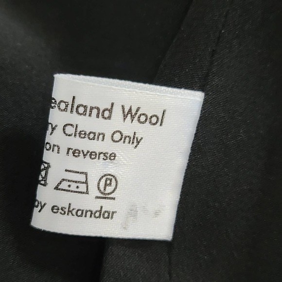 Eskandar Shirt Jacket Women's Suiting Wool Black Blouse Lagenlook Boxy Oversize - Picture 9 of 13